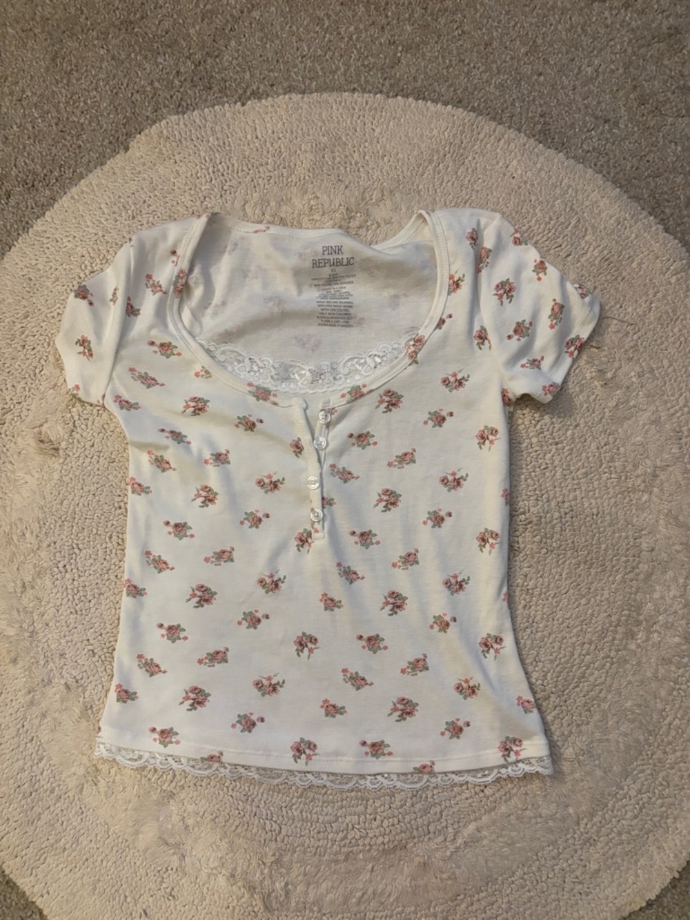 Pink republic floral cotton top